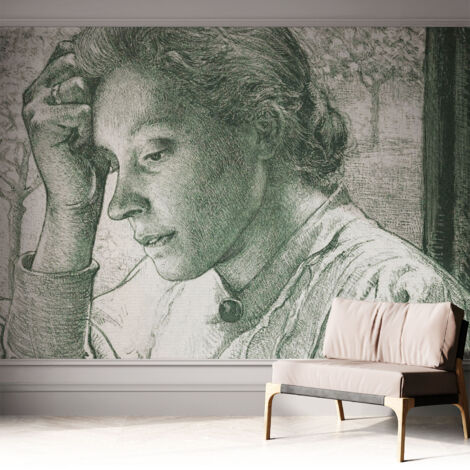 Carta da parati autoadesiva - impermeabile - murale da parete - decorazione murale - Donna riflessiva 312x219 cm
