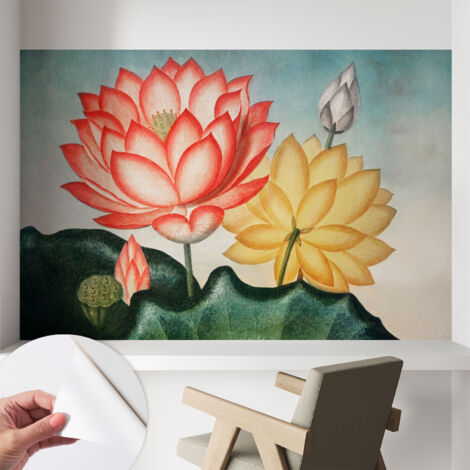 Carta da parati autoadesiva - impermeabile - murale da parete - decorazione murale - Fiori di loto 104x70 cm