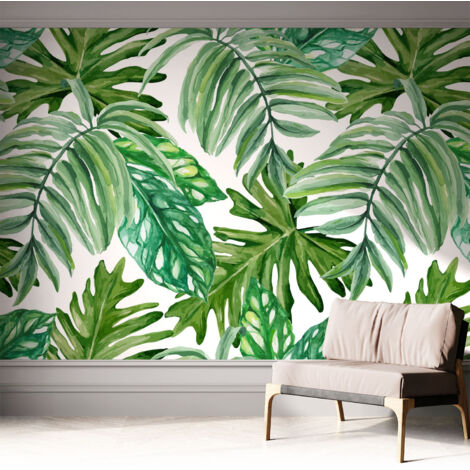 Carta da parati autoadesiva - impermeabile - murale da parete - decorazione murale - Foglie esotiche 312x219 cm