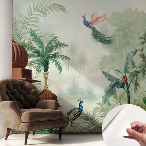 Carta da parati autoadesiva - impermeabile - murale da parete - decorazione murale - Giardini di pavoni 250x250 cm