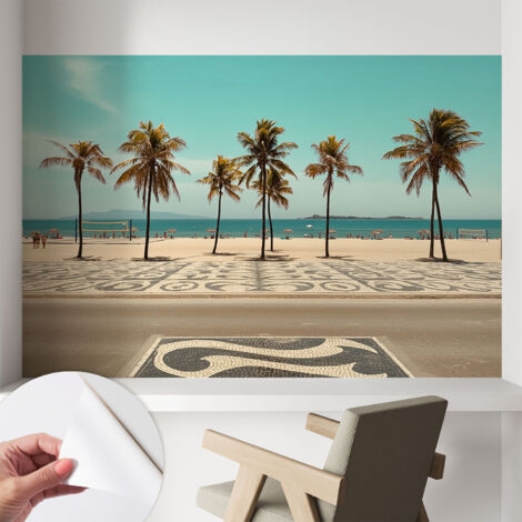 Carta da parati autoadesiva - impermeabile - murale da parete - decorazione murale - Palme sulla spiaggia 104x70 cm
