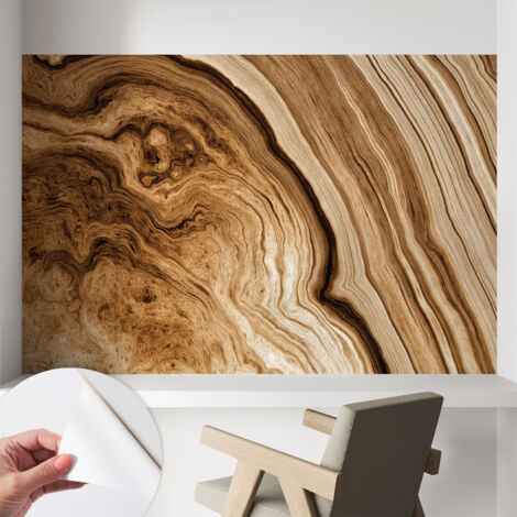 Carta da parati autoadesiva moderna - fotomurale - lavabile - ufficio - design moderno - Anelli di legno 104x70 cm