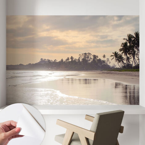 Carta da parati autoadesiva moderna - fotomurale - lavabile - ufficio - design moderno - Mattina sulla spiaggia 104x70 cm