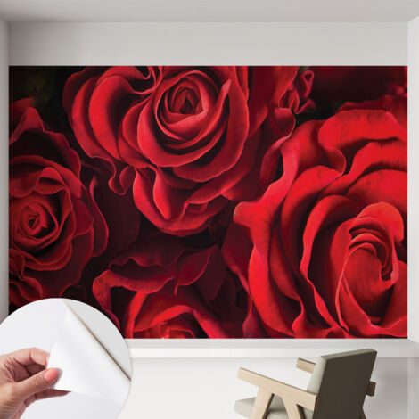 Carta da parati autoadesiva moderna - fotomurale - lavabile - ufficio - design moderno - Rose rosse 152x104 cm