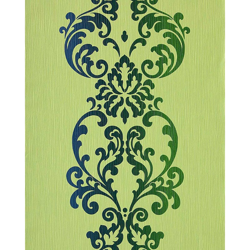 Carta Da Parati Barocco Moderno In Verde Kiwi Oliva Blu Edem 178 25