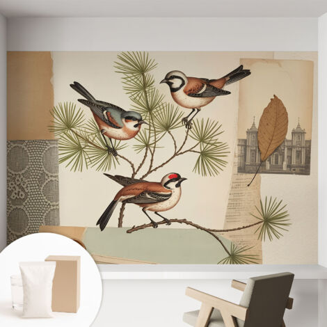 Carta Da Parati con design moderno - con motivi moderni - Fotomurali in TNT Soggiorno Camera De Letto Sala Ufficio collage di uccelli 152x104 cm