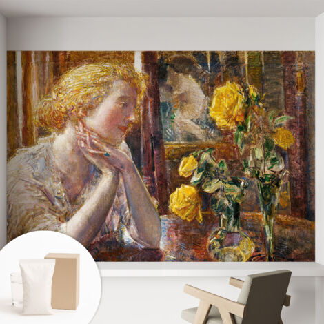 Carta Da Parati con design moderno - con motivi moderni - Fotomurali in TNT Soggiorno Camera De Letto Sala Ufficio Donna con le rose 152x104 cm