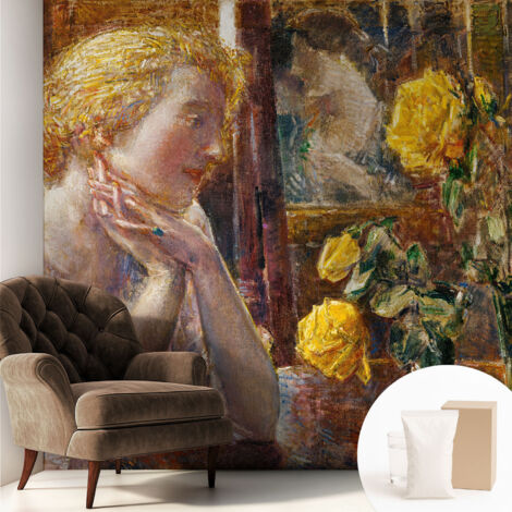 Carta Da Parati con design moderno - con motivi moderni - Fotomurali in TNT Soggiorno Camera De Letto Sala Ufficio Donna con le rose 250x250 cm
