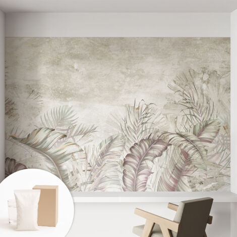 Carta Da Parati con design moderno - con motivi moderni - Fotomurali in TNT Soggiorno Camera De Letto Sala Ufficio Foglie decorative 152x104 cm
