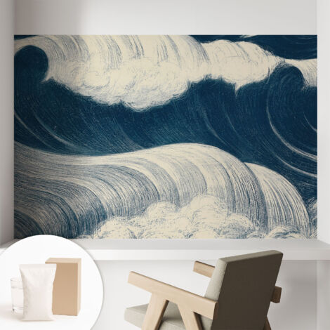 Carta Da Parati con design moderno - con motivi moderni - Fotomurali in TNT Soggiorno Camera De Letto Sala Ufficio Onde del mare 104x70 cm