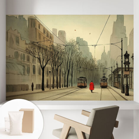 Carta Da Parati con design moderno - con motivi moderni - Fotomurali in TNT Soggiorno Camera De Letto Sala Ufficio Simmetria urbana 104x70 cm