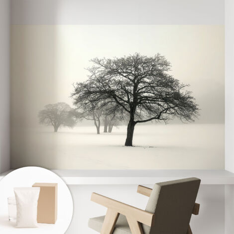 Carta Da Parati Con Design Moderno - Per Rinnovamento Rapido - Non-Woven - Per Interni Moderni Alberi invernali 104x70 cm