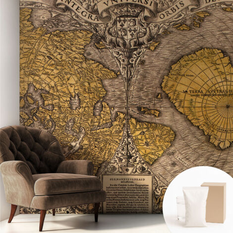 Carta Da Parati Con Design Moderno - Per Rinnovamento Rapido - Non-Woven - Per Interni Moderni Cartografia storica 250x250 cm