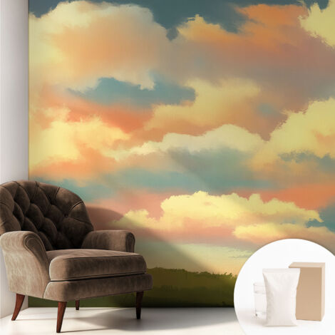 Carta Da Parati Con Design Moderno - Per Rinnovamento Rapido - Non-Woven - Per Interni Moderni Cielo nuvoloso 250x250 cm