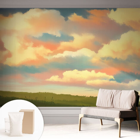 Carta Da Parati Con Design Moderno - Per Rinnovamento Rapido - Non-Woven - Per Interni Moderni Cielo nuvoloso 312x219 cm