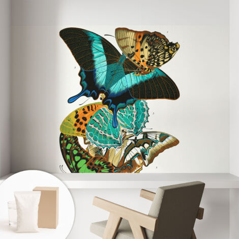Carta Da Parati Con Design Moderno - Per Rinnovamento Rapido - Non-Woven - Per Interni Moderni Farfalle colorate 104x70 cm