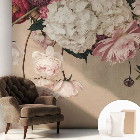 Carta Da Parati Con Design Moderno - Per Rinnovamento Rapido - Non-Woven - Per Interni Moderni Fiori romantici 250x250 cm