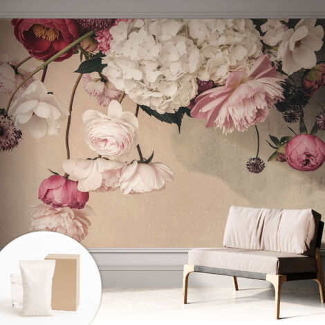 Carta Da Parati Con Design Moderno - Per Rinnovamento Rapido - Non-Woven - Per Interni Moderni Fiori romantici 312x219 cm