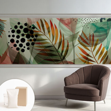 Carta Da Parati Con Design Moderno - Per Rinnovamento Rapido - Non-Woven - Per Interni Moderni Foglie astratte 250x104 cm
