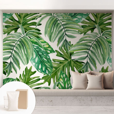 Carta Da Parati Con Design Moderno - Per Rinnovamento Rapido - Non-Woven - Per Interni Moderni foglie esotiche 208x146 cm