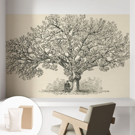 Carta Da Parati Con Design Moderno - Per Rinnovamento Rapido - Non-Woven - Per Interni Moderni Illustrazione di un albero 104x70 cm