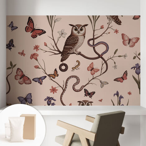 Carta Da Parati Con Design Moderno - Per Rinnovamento Rapido - Non-Woven - Per Interni Moderni Natura del gufo 104x70 cm