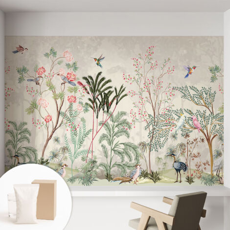 Carta Da Parati Con Design Moderno - Per Rinnovamento Rapido - Non-Woven - Per Interni Moderni oasi tropicale 152x104 cm