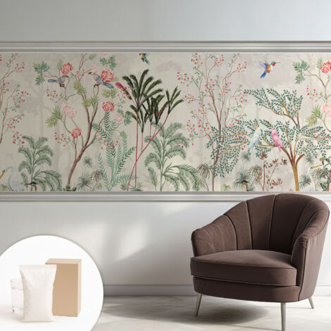 Carta Da Parati Con Design Moderno - Per Rinnovamento Rapido - Non-Woven - Per Interni Moderni oasi tropicale 250x104 cm