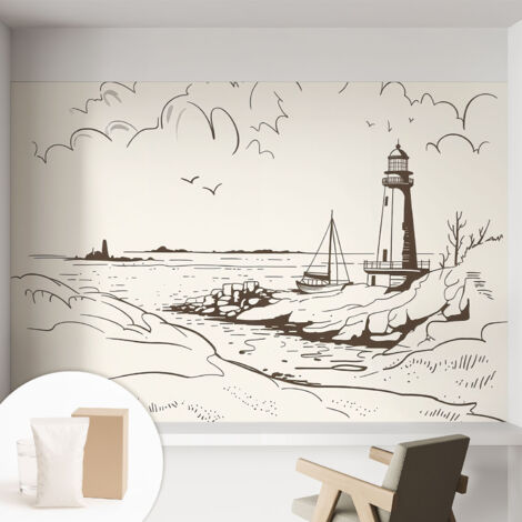 Carta Da Parati Con Design Moderno - Per Rinnovamento Rapido - Non-Woven - Per Interni Moderni Paesaggio costiero 152x104 cm