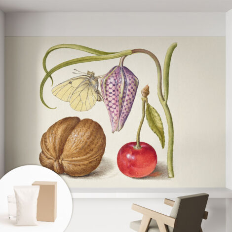 Carta Da Parati Con Design Moderno - Per Rinnovamento Rapido - Non-Woven - Per Interni Moderni Pianta farfalla 152x104 cm