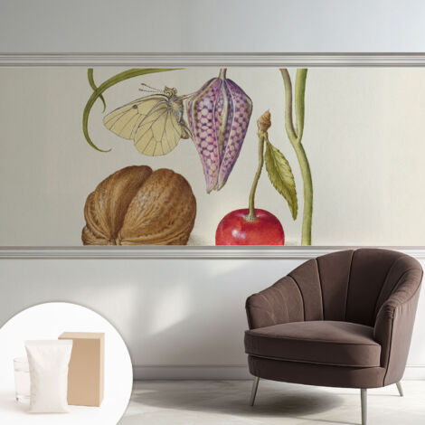 Carta Da Parati Con Design Moderno - Per Rinnovamento Rapido - Non-Woven - Per Interni Moderni Pianta farfalla 250x104 cm