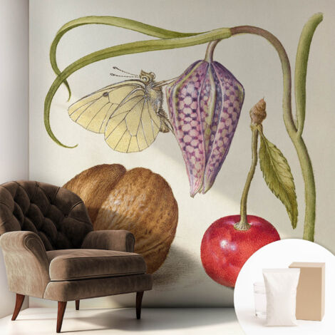 Carta Da Parati Con Design Moderno - Per Rinnovamento Rapido - Non-Woven - Per Interni Moderni Pianta farfalla 250x250 cm