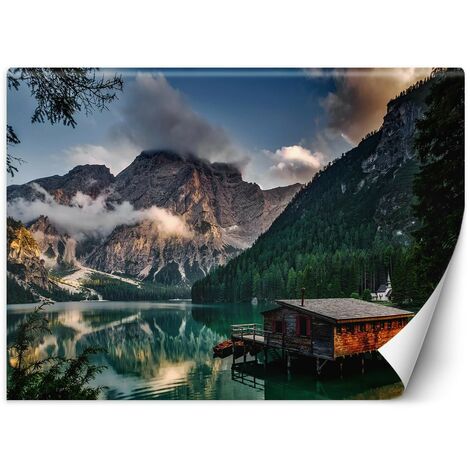 Carta Da Parati, Cottage su un lago di montagna - 100x70