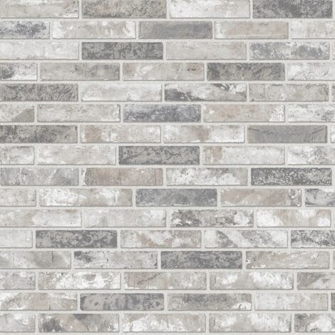Carta da parati effetto mattone grigio, 10 m