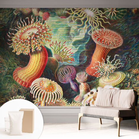 Carta Da Parati Facile Da Installare - Vlies Per Arredamento Interno - Per Pareti - Stile Moderno - Con Colla Gratuita Anemoni di mare 312x219 cm