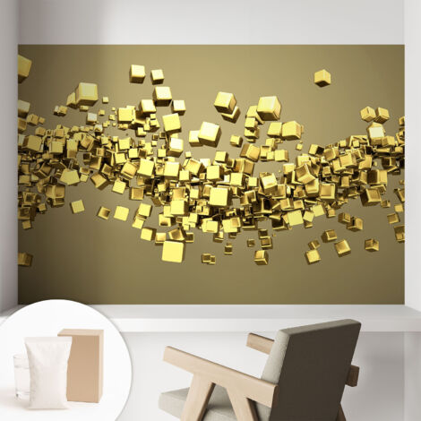 Carta Da Parati Facile Da Installare - Vlies Per Arredamento Interno - Per Pareti - Stile Moderno - Con Colla Gratuita Cubi creativi 104x70 cm