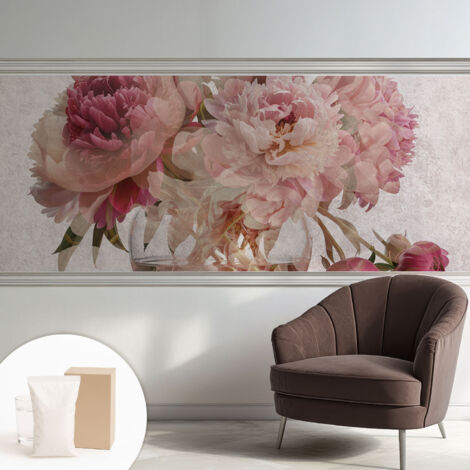 Carta Da Parati Facile Da Installare - Vlies Per Arredamento Interno - Per Pareti - Stile Moderno - Con Colla Gratuita Fascino Peonia 250x104 cm