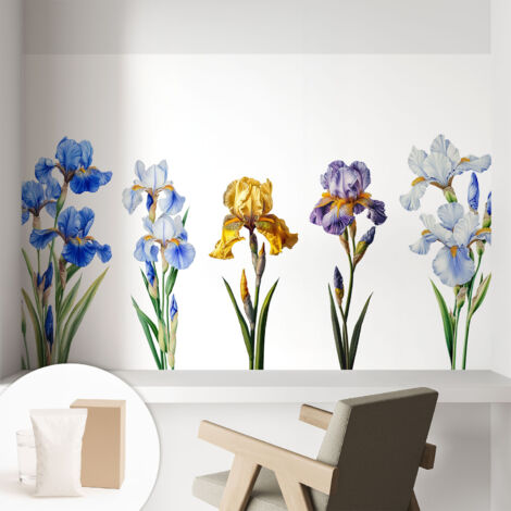 Carta Da Parati Facile Da Installare - Vlies Per Arredamento Interno - Per Pareti - Stile Moderno - Con Colla Gratuita Fiori di iris 104x70 cm