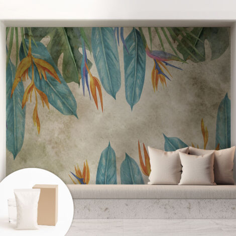 Carta Da Parati Facile Da Installare - Vlies Per Arredamento Interno - Per Pareti - Stile Moderno - Con Colla Gratuita Fiori tropicali 208x146 cm