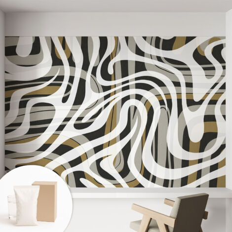 Carta Da Parati Facile Da Installare - Vlies Per Arredamento Interno - Per Pareti - Stile Moderno - Con Colla Gratuita Linee astratte 152x104 cm