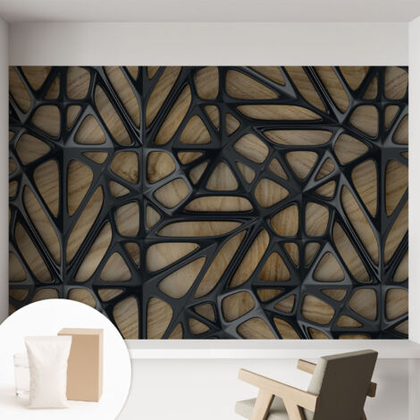 Carta Da Parati Facile Da Installare - Vlies Per Arredamento Interno - Per Pareti - Stile Moderno - Con Colla Gratuita Rete di legno 152x104 cm