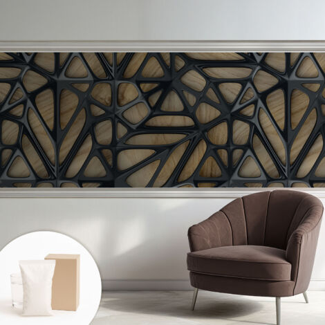 Carta Da Parati Facile Da Installare - Vlies Per Arredamento Interno - Per Pareti - Stile Moderno - Con Colla Gratuita Rete di legno 250x104 cm