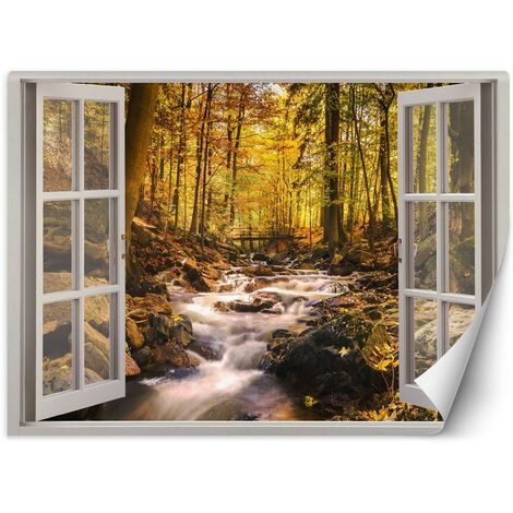 Carta Da Parati, Finestra - Natura del ruscello della foresta - 140x100