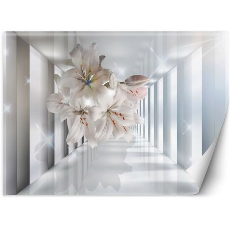 Carta Da Parati, Fiori a tunnel effetto 3D - 300x210