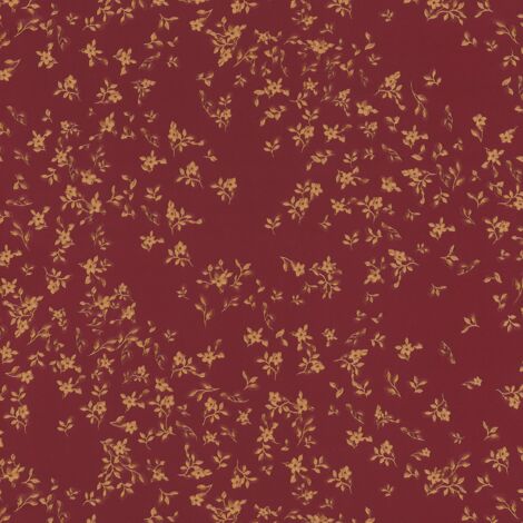 Carta da parati floreale Profhome 935857 Carta da parati TNT leggermente strutturata con motivo floreale lucida rosso oro marrone 7,035 m2