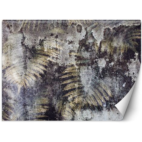 Carta Da Parati, Foglie di felce dorate - 200x140
