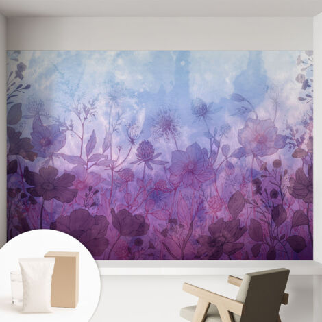 Carta Da Parati - Fotomurale In Vlies - per Decorazione pareti - Per La Cucina Camera Da Letto Per La Soggiorno Fiori color pastello 152x104 cm