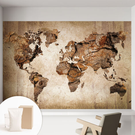 Carta Da Parati - Fotomurale In Vlies - per Decorazione pareti - Per La Cucina Camera Da Letto Per La Soggiorno Mappa in legno 152x104 cm