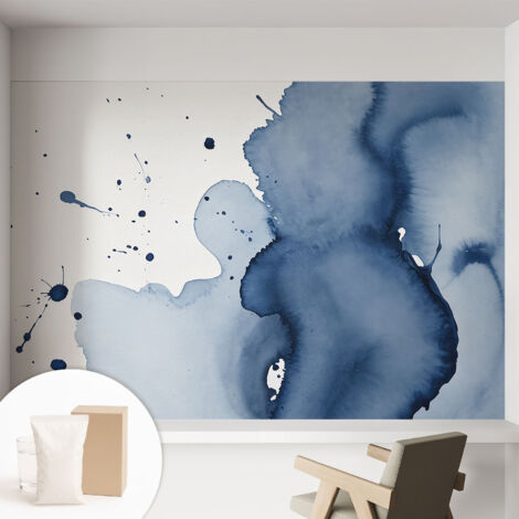 Carta Da Parati - Fotomurale In Vlies - per Decorazione pareti - Per La Cucina Camera Da Letto Per La Soggiorno Schizzi blu navy 152x104 cm