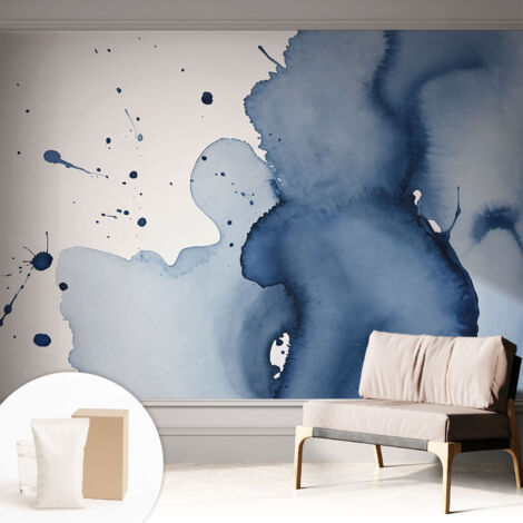 Carta Da Parati - Fotomurale In Vlies - per Decorazione pareti - Per La Cucina Camera Da Letto Per La Soggiorno Schizzi blu navy 312x219 cm